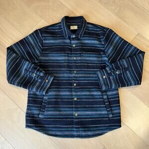 Marine Layer Striped Snap Jacket In Dark Navy Baja Men’s Large
